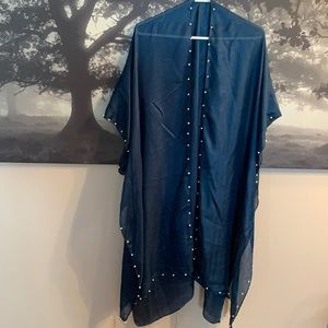 Dark teal silk swim cover up